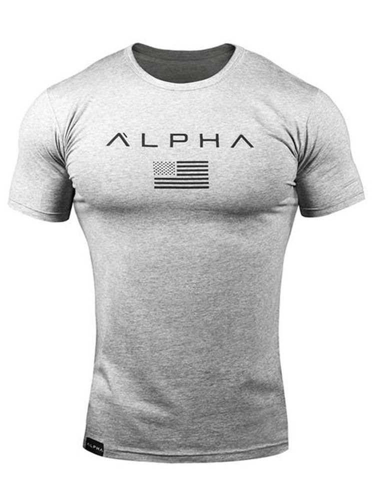 Camiseta Masculina Camuflagem Estampada De Ginástica Esportiva