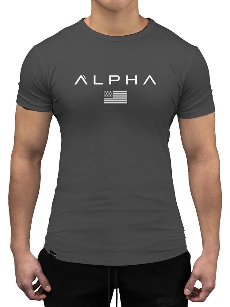 Camiseta Masculina Camuflagem Estampada De Ginástica Esportiva