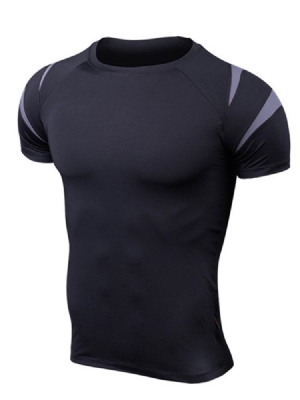 Camiseta Masculina Color Block Patchwork De Manga Curta Para Ginástica