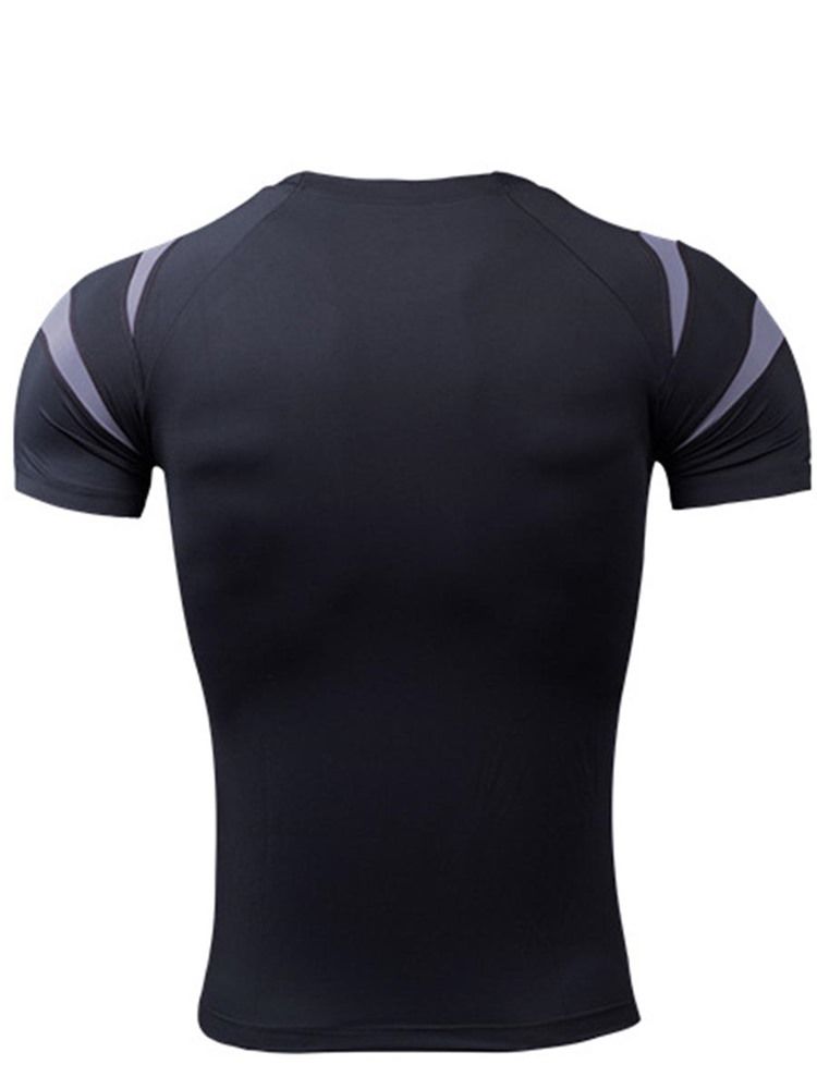 Camiseta Masculina Color Block Patchwork De Manga Curta Para Ginástica