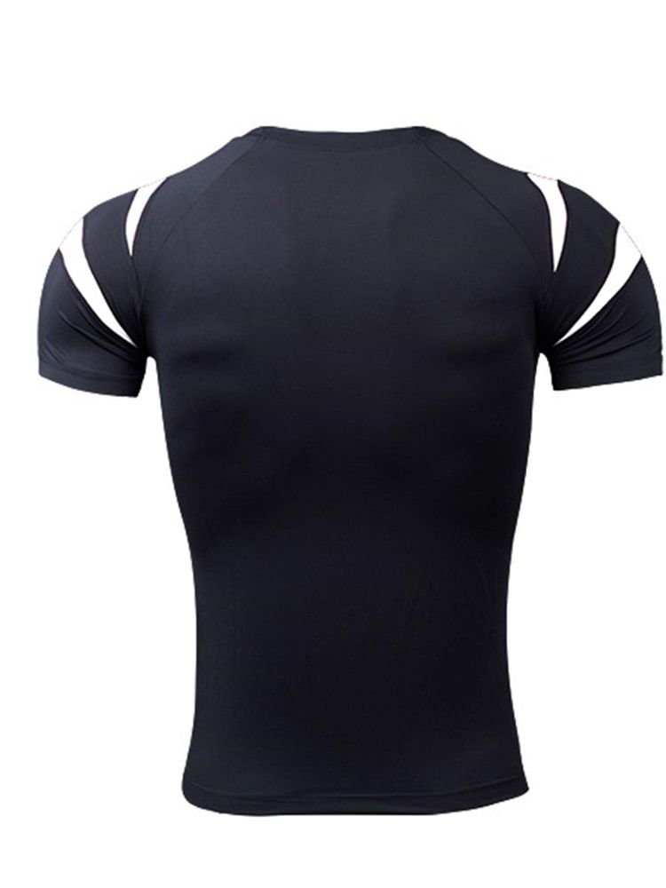 Camiseta Masculina Color Block Patchwork De Manga Curta Para Ginástica