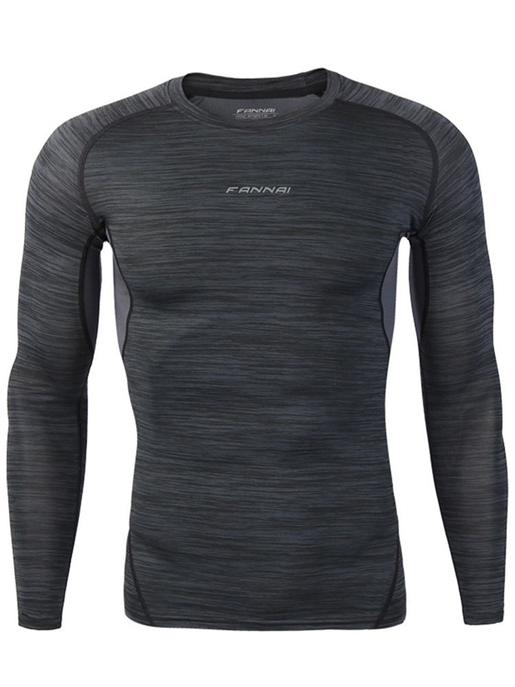 Camiseta Masculina Listrada Anti-suor Tops Esportivos De Manga Comprida