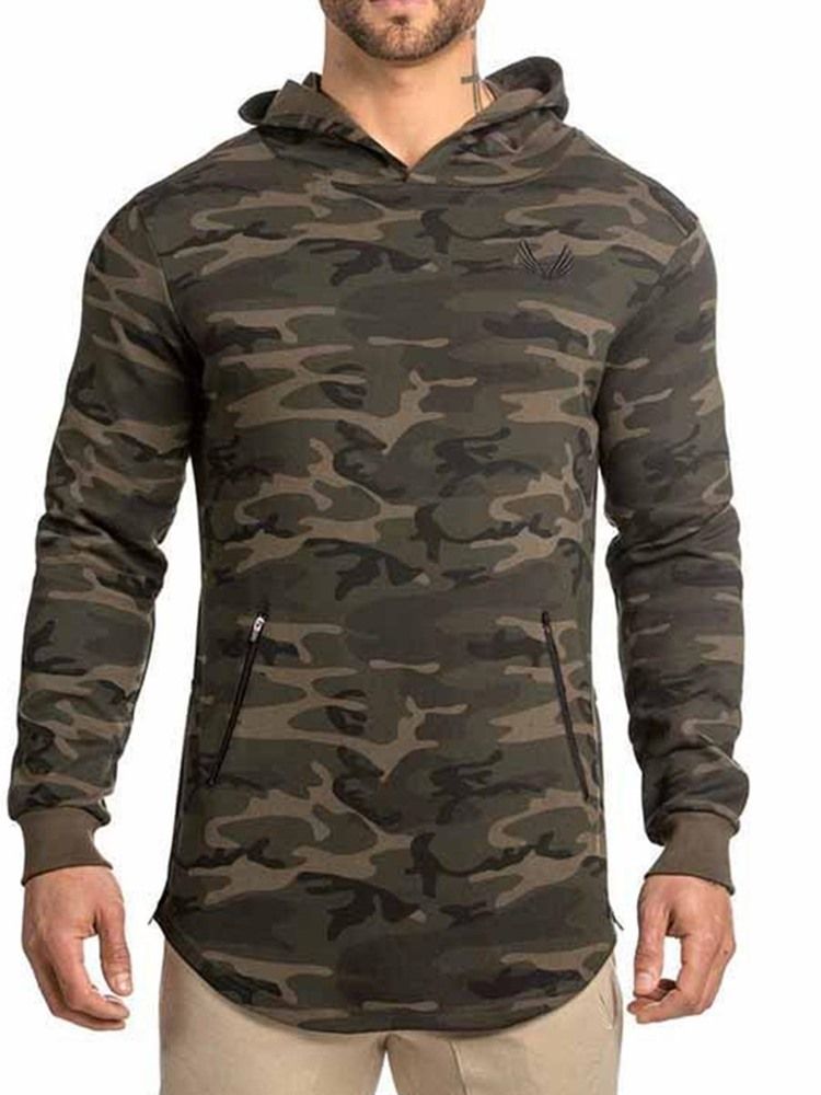 Camisolas Esportivas Com Capuz Estampado Camuflagem Masculina