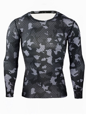 Camuflagem Masculina Respirável Patchwork Mangas Compridas Blusas Esportivas