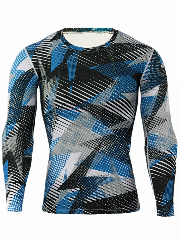 Camuflagem Masculina Respirável Patchwork Mangas Compridas Blusas Esportivas