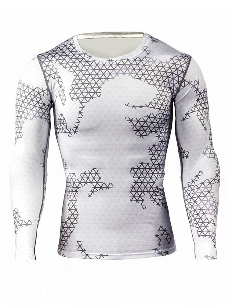 Camuflagem Masculina Respirável Patchwork Mangas Compridas Blusas Esportivas