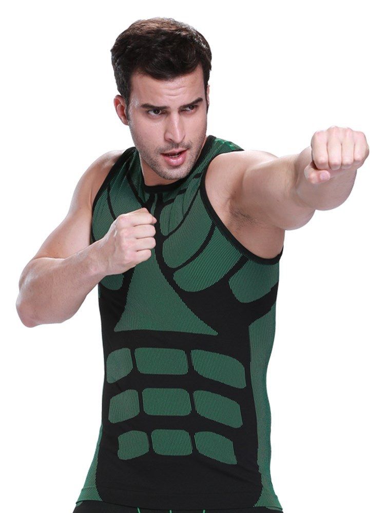 Colete Esportivo Anti-suor De Secagem Rápida Color Block Para Homens