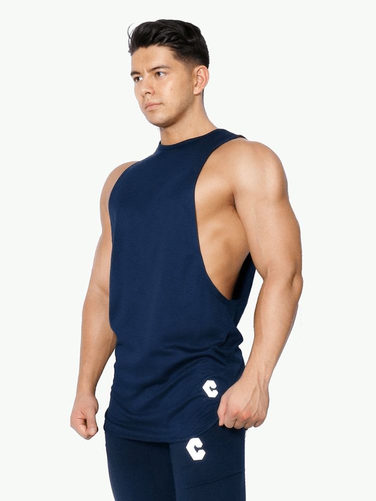 Colete Esportivo Masculino De Algodão Sem Mangas Com Estampa De Carta