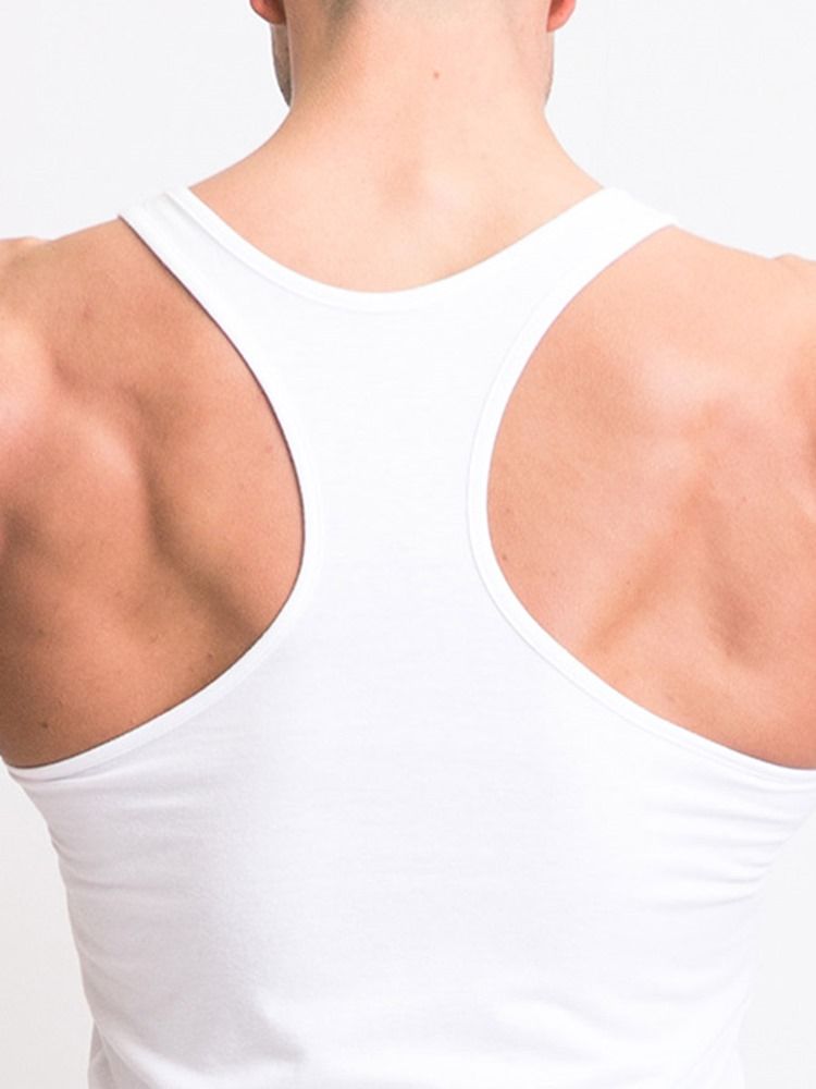 Colete Esportivo Masculino De Algodão Sem Mangas Com Estampa De Carta