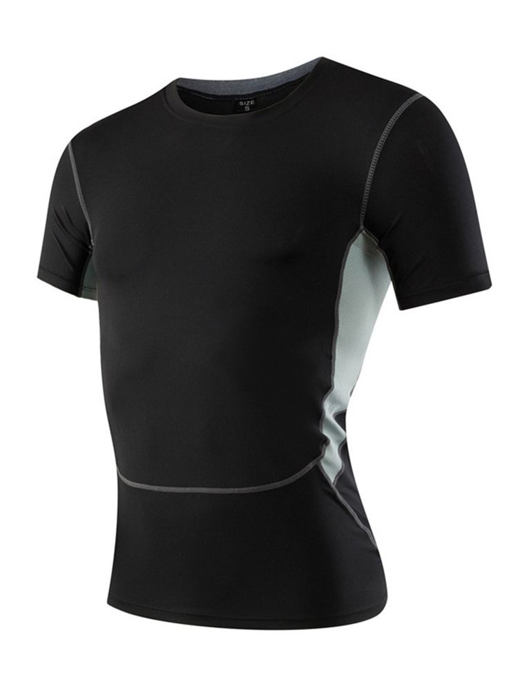 Homens Anti-sweat Color Block Running Tops De Manga Curta