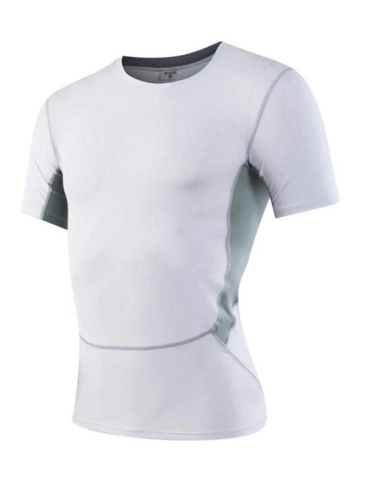 Homens Anti-sweat Color Block Running Tops De Manga Curta