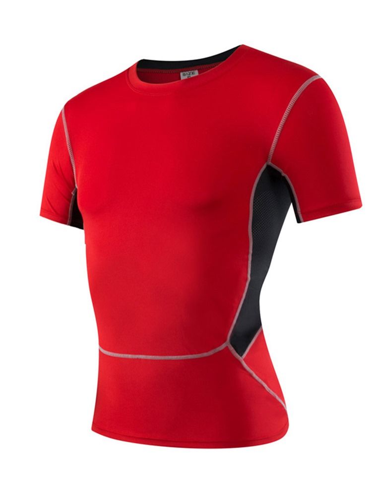 Homens Anti-sweat Color Block Running Tops De Manga Curta