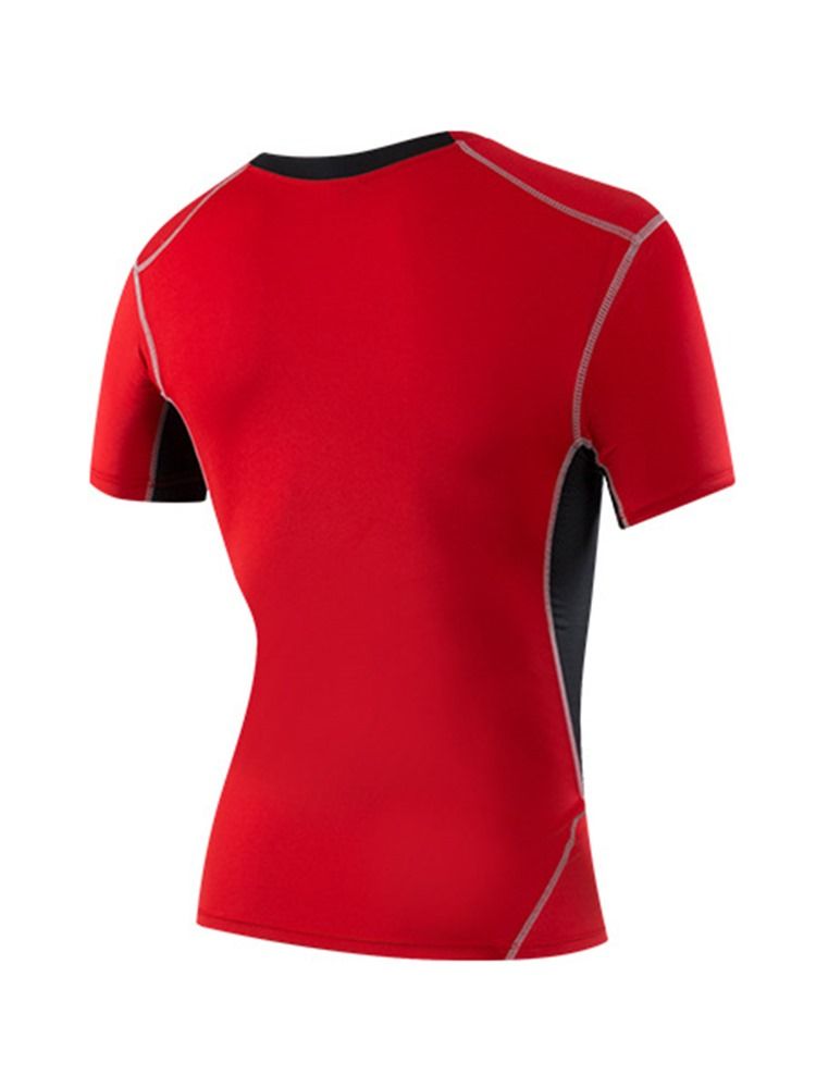 Homens Anti-sweat Color Block Running Tops De Manga Curta