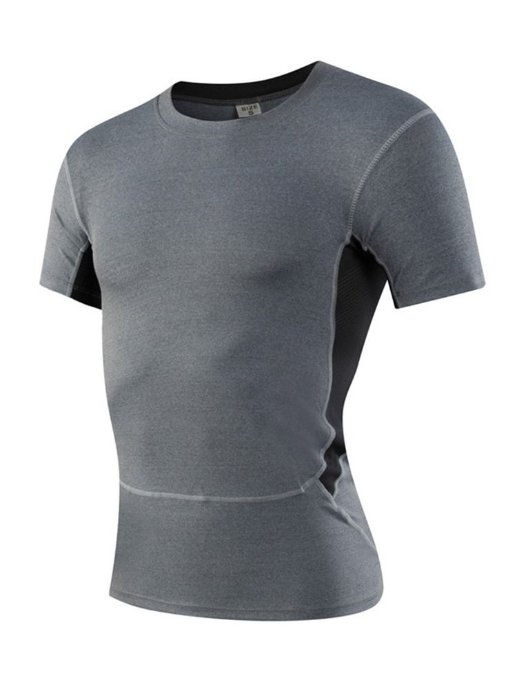 Homens Anti-sweat Color Block Running Tops De Manga Curta