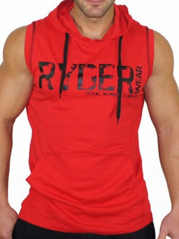 Homens Imprimir Cartas Camisolas Sem Mangas Ginásio Com Capuz Sports Tank