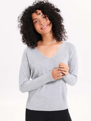 Malha Feminina Patchwork Maciço Anti-suor Pullover Tops