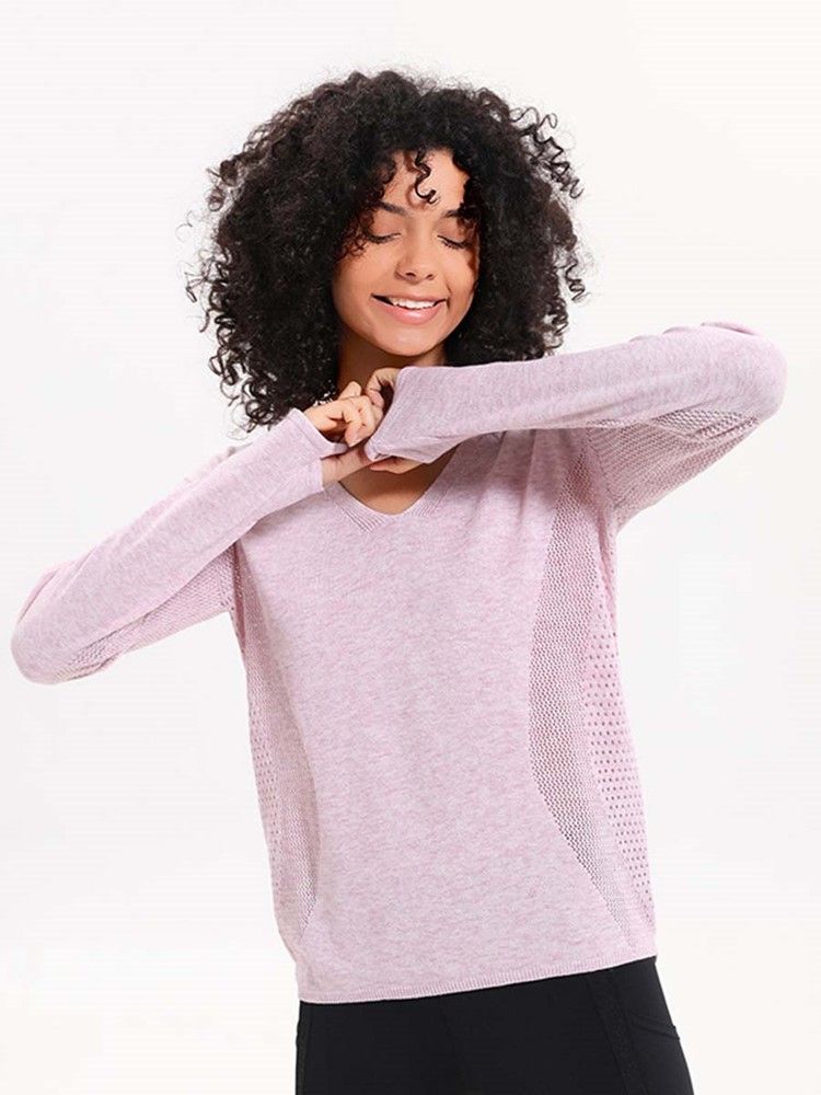 Malha Feminina Patchwork Maciço Anti-suor Pullover Tops