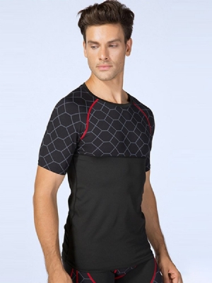 Masculino Estampa Pulôver Anti-suor De Manga Curta Tops Esportivos