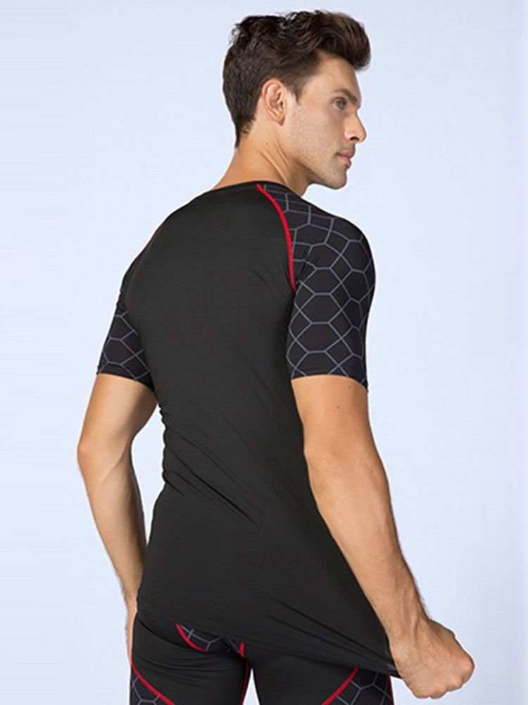 Masculino Estampa Pulôver Anti-suor De Manga Curta Tops Esportivos
