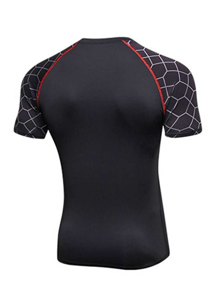 Masculino Estampa Pulôver Anti-suor De Manga Curta Tops Esportivos