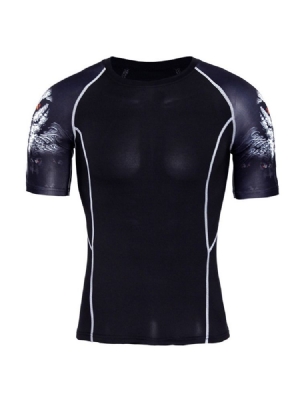 Masculino Estampa Pulôver Manga Curta Tops Esportivos