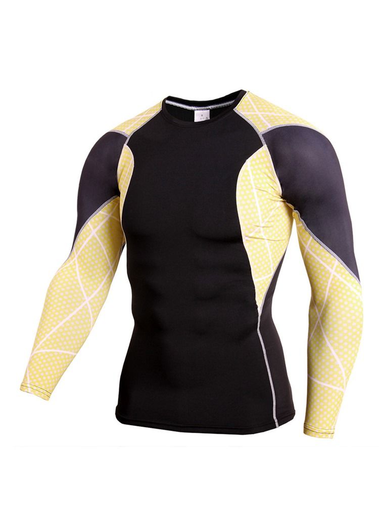 Masculino Patchwork Anti-sweat Mistura Algodão Tops Esportivos