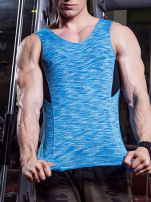Masculino Print Color Block Pullover Colete Tops