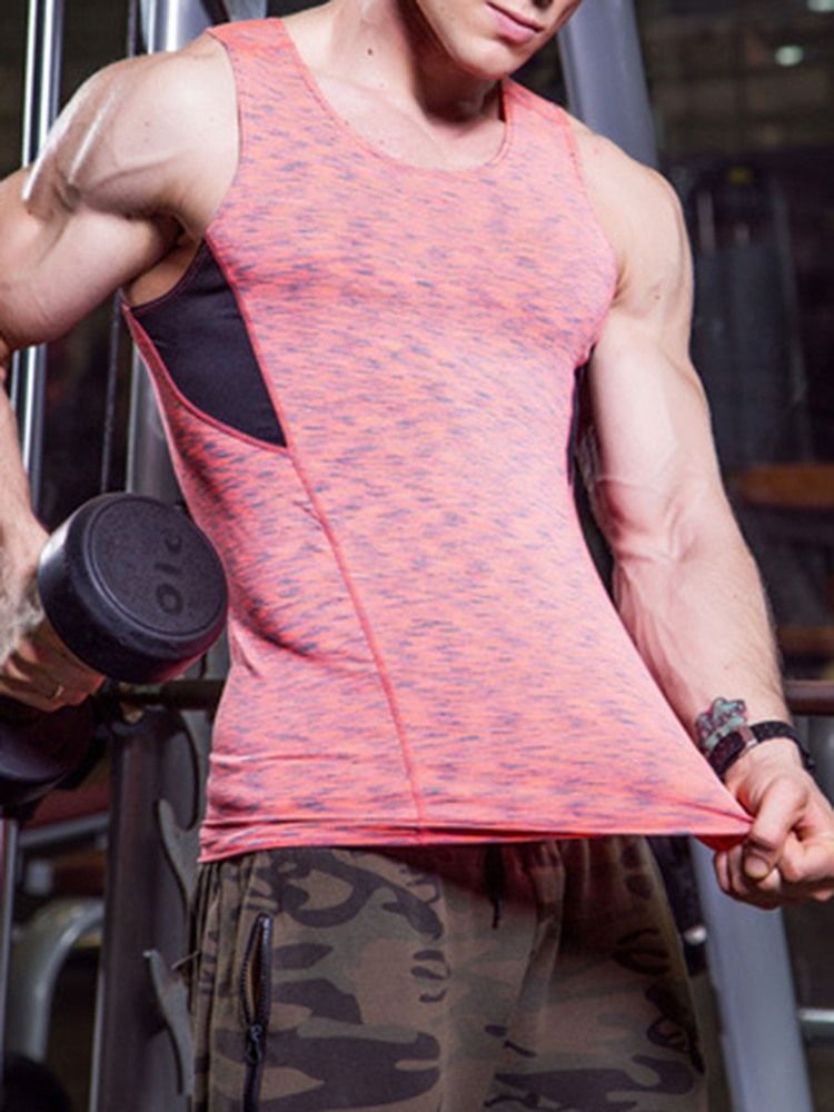 Masculino Print Color Block Pullover Colete Tops
