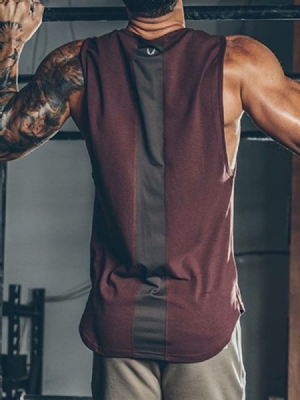 Masculino Respirável Color Block Pullover Colete Esportivo Tops