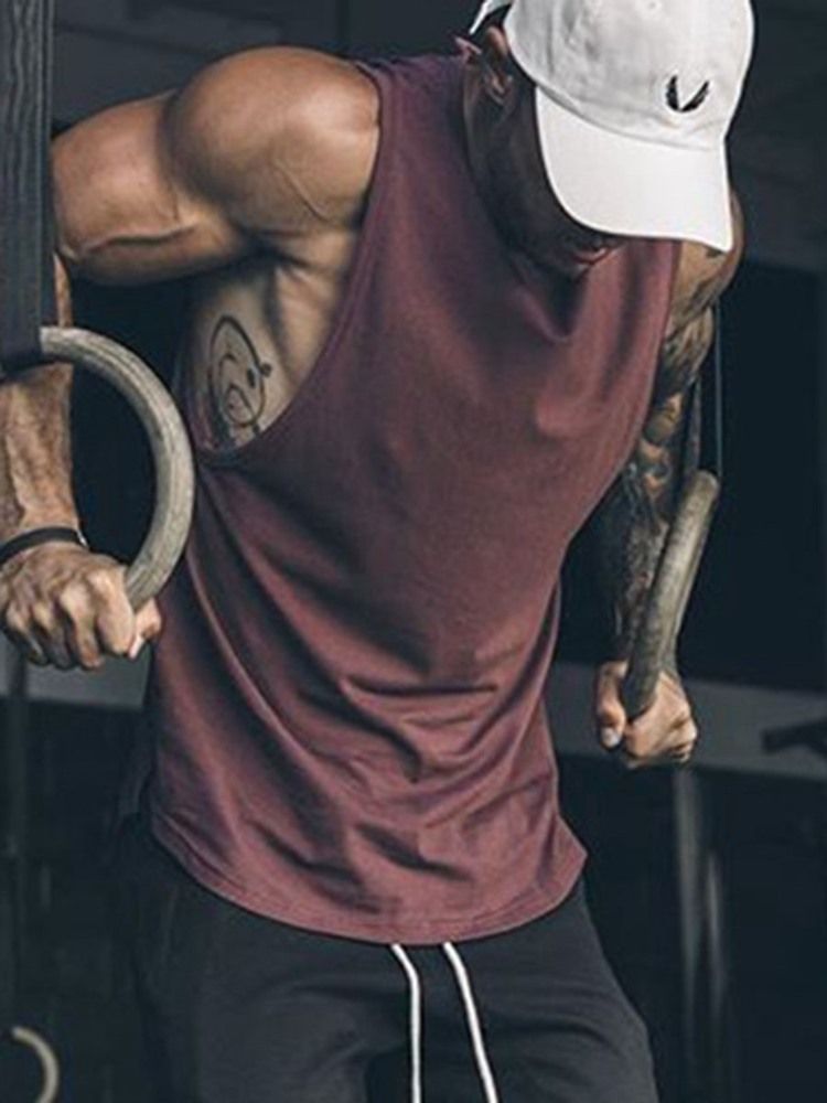 Masculino Respirável Color Block Pullover Colete Esportivo Tops