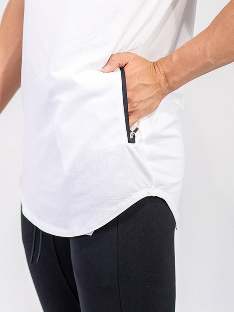 Pulôver De Algodão Com Zíper Colete Masculino Sem Mangas