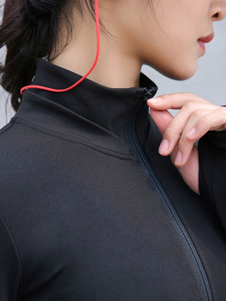Tops De Corrida Femininos De Manga Comprida Sólida Respirável