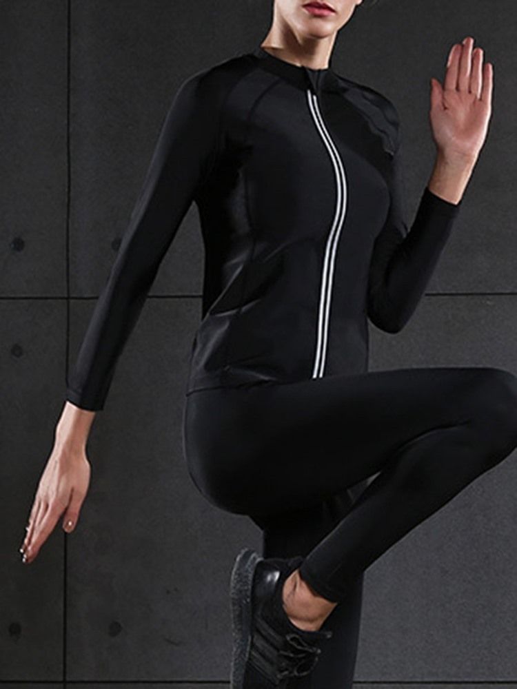 Tops Esportivos De Corrida Com Zíper Anti-suor Feminino