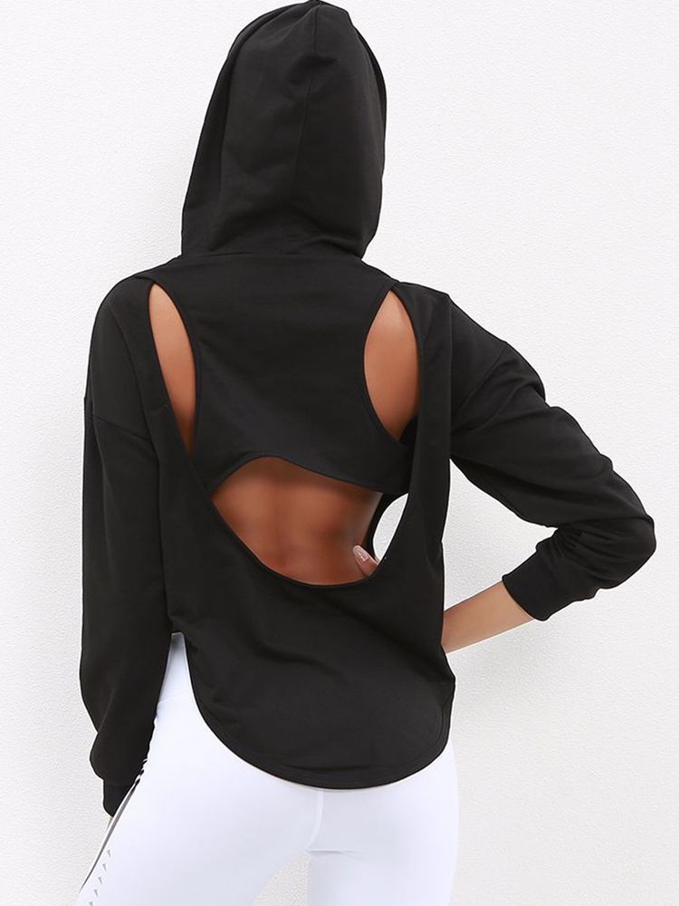 Tops Esportivos Femininos Com Mangas Compridas Em Patchwork Anti-suor Sólido
