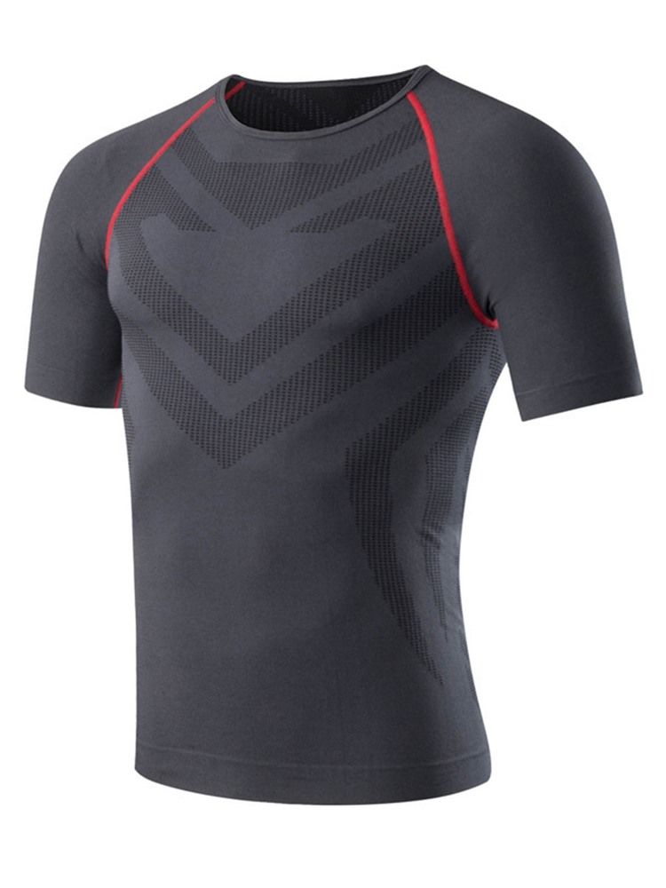 Tops Esportivos De Manga Curta Masculina Color Block De Secagem Rápida