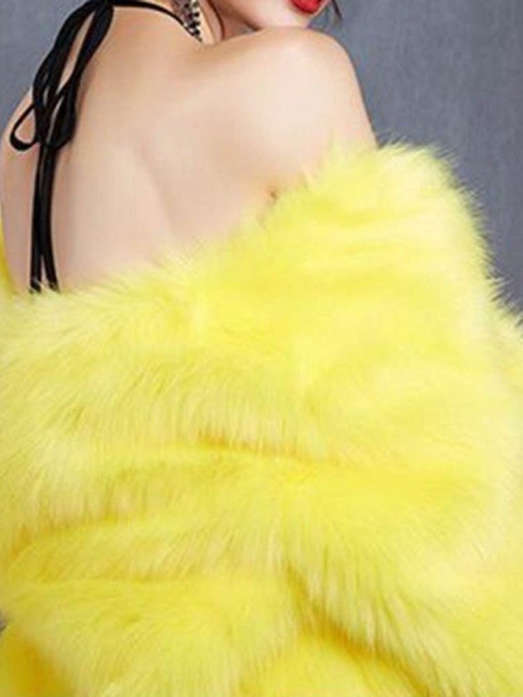 Casaco Feminino Vestido De Pele Falsa Simples Regular Grosso Reto Casaco Pele Falsa