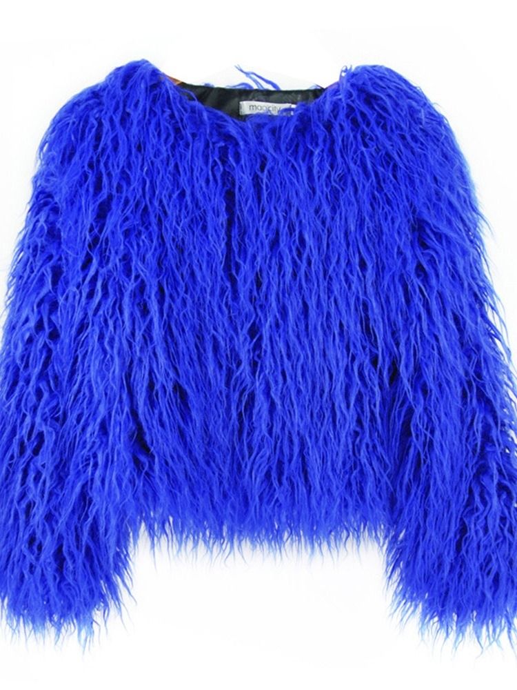 Sobretudo De Pele Sintética Normal Liso Padrão De Inverno Feminino