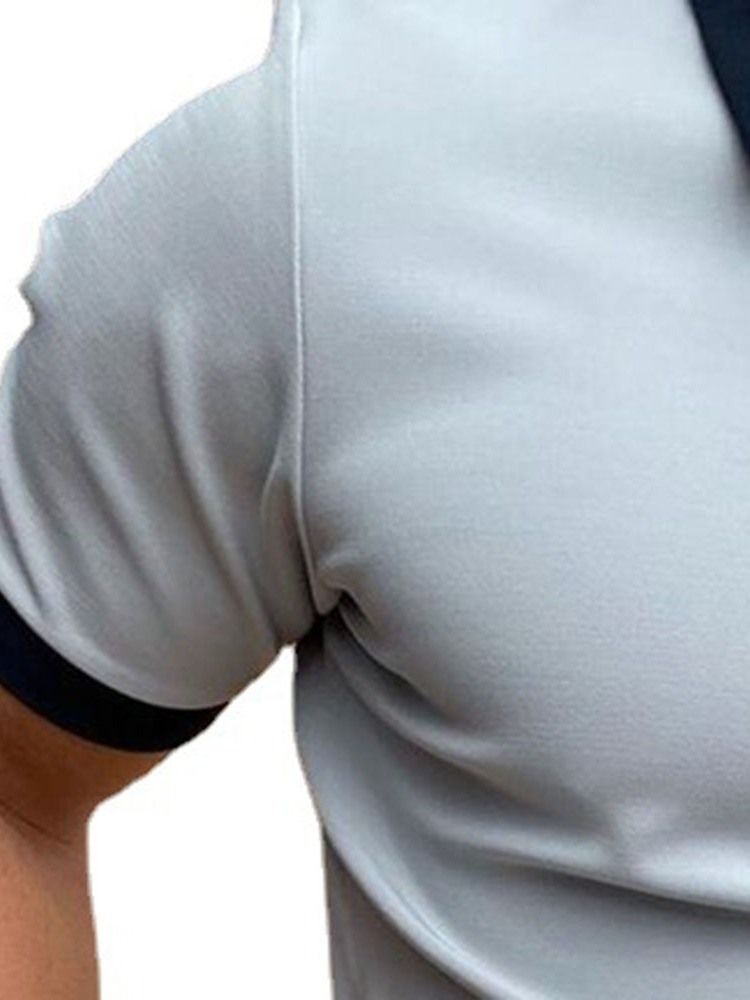 Bloco De Cores Polo Gola Zíper Masculino