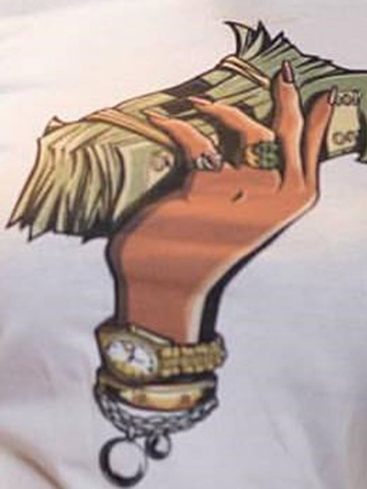 Camiseta Casual Feminina Padrão De Manga Curta Em Volta Do Pescoço