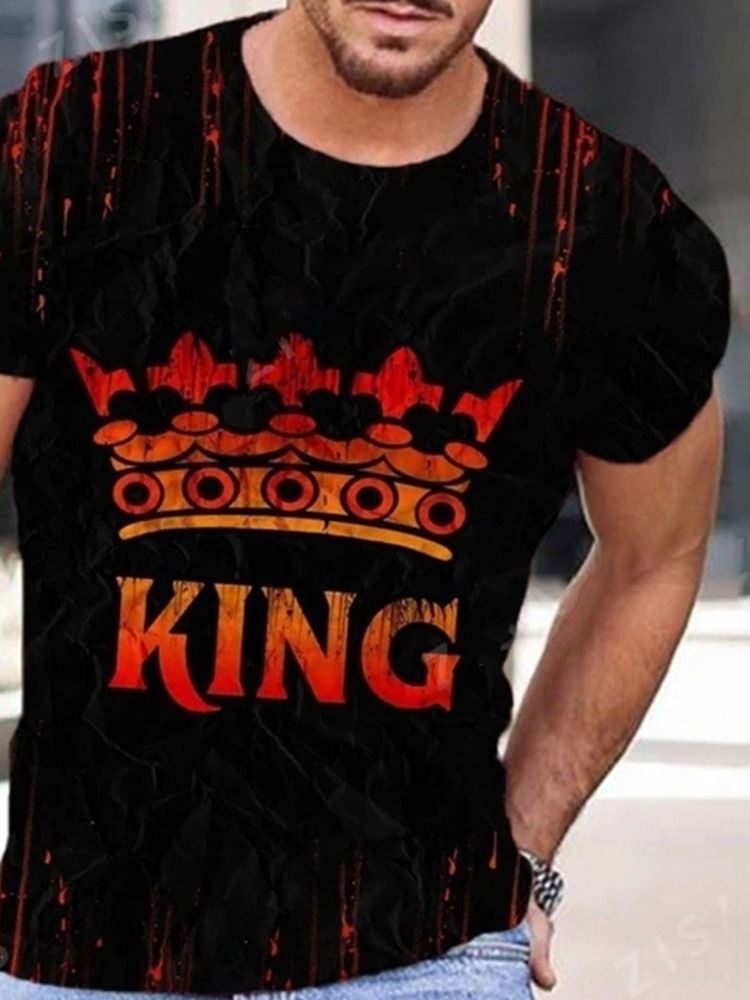 Camiseta Casual Geométrica Gola Redonda Masculina De Manga Curta