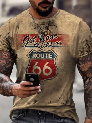 Camiseta Casual Masculina Com Estampa De Carta Pullover