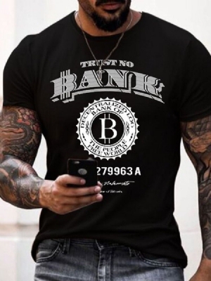Camiseta Casual Masculina De Manga Curta Estampada Com Impressão De Carta