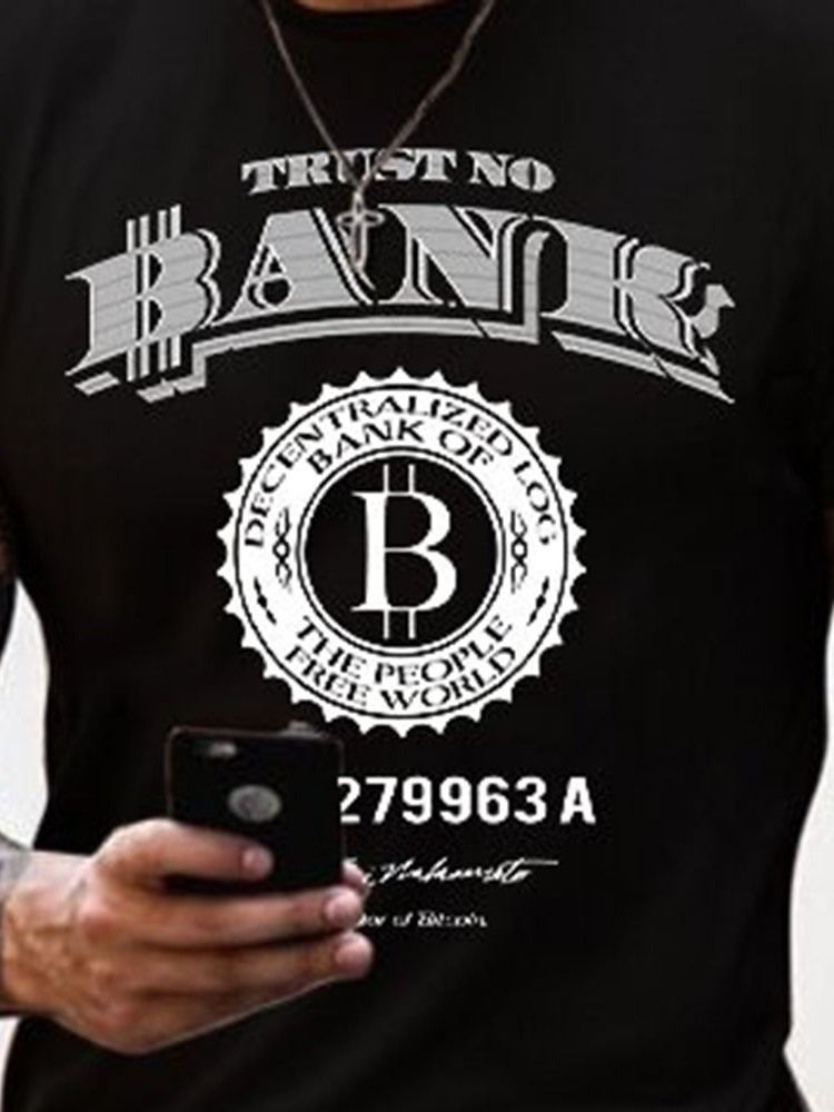 Camiseta Casual Masculina De Manga Curta Estampada Com Impressão De Carta
