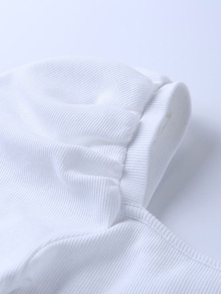 Camiseta Feminina Curta De Meia Manga Quadrada Gola