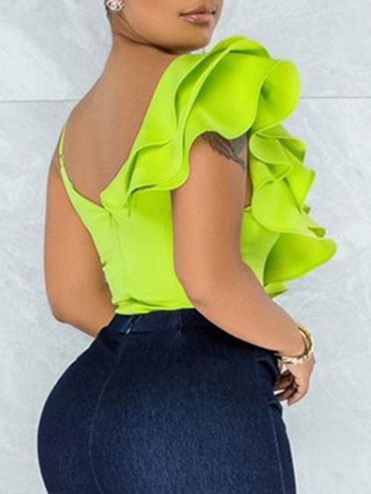 Camiseta Feminina Fina De Manga Curta Lisa Com Decote Em V