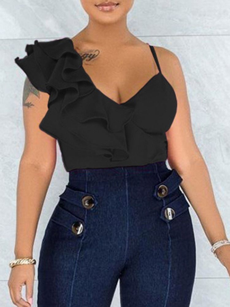 Camiseta Feminina Fina De Manga Curta Lisa Com Decote Em V