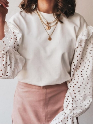 Camiseta Feminina De Manga Comprida Padrão Casual Outono