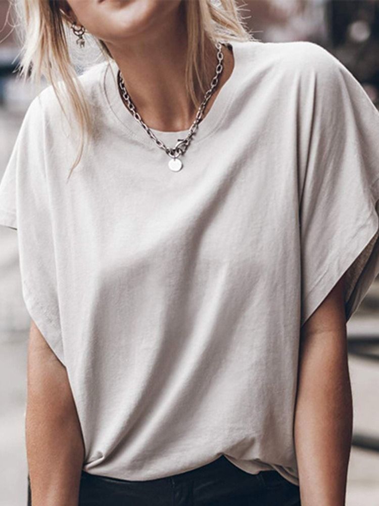 Camiseta Feminina De Verão Simples De Manga Curta Curta Padrão