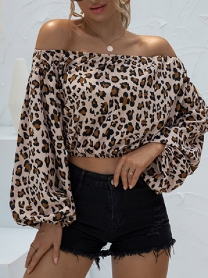 Camiseta Feminina Vintage Floral De Manga Comprida Sem Ombro