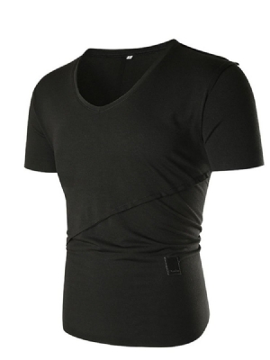 Camiseta Lisa Casual De Manga Curta Masculina